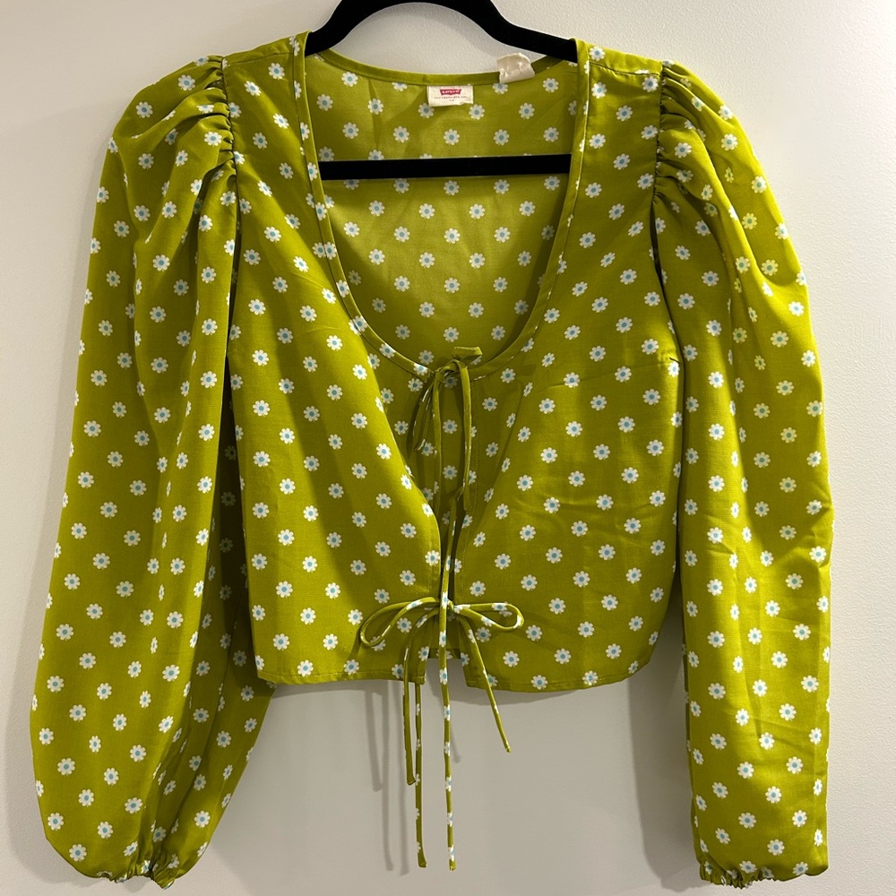 NWOT Levi’s Daisy Tie Blouse 💚🌼 - Picture 2 of 4
